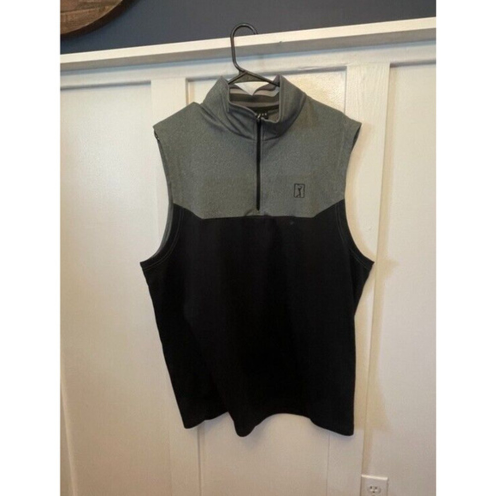 PGA Tour Golf Vest 1/4 Zip Sleeveless Men's Size XL Gray Dri-Control UPF 25‎